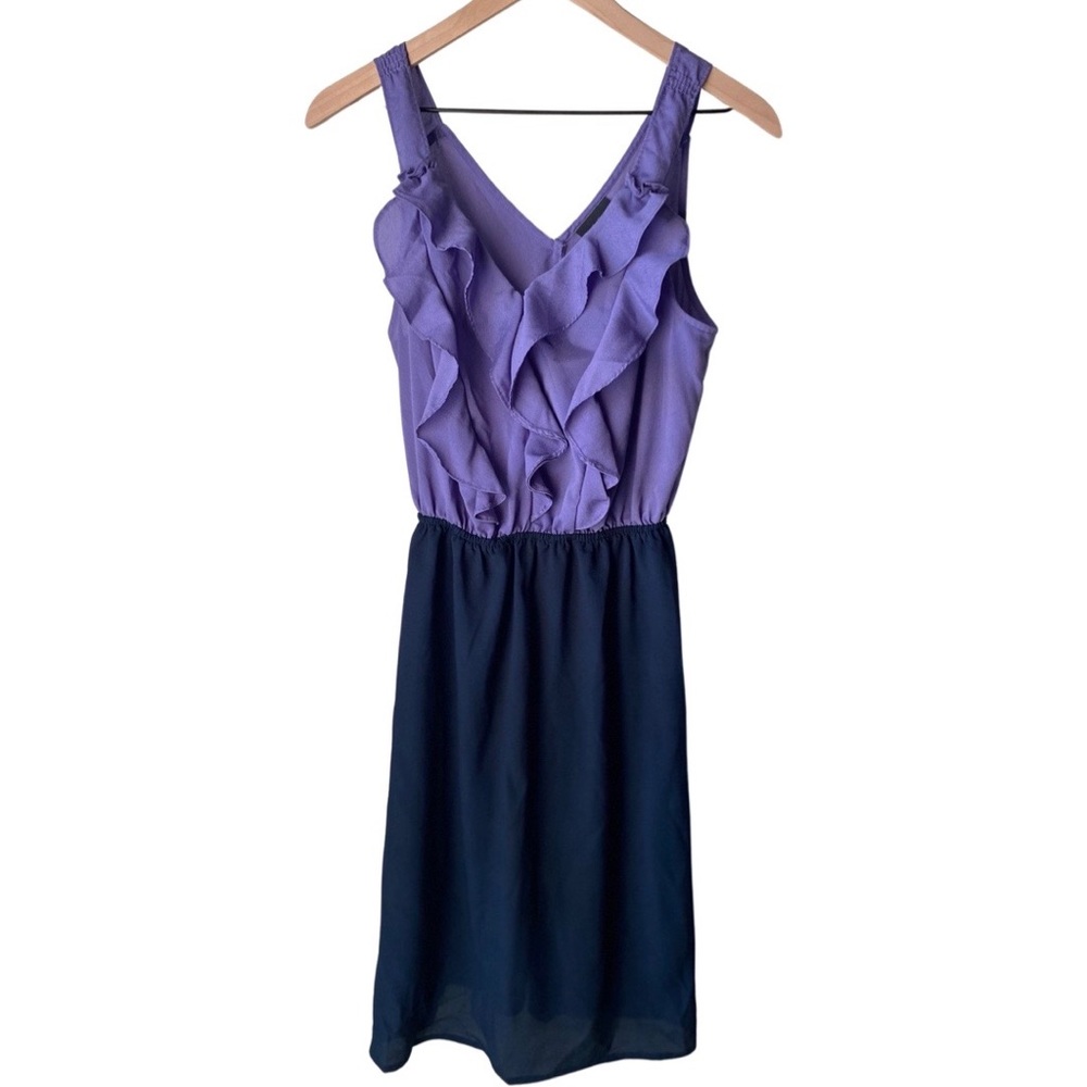 Purple/Navy Two-Tone Ruffle Dress